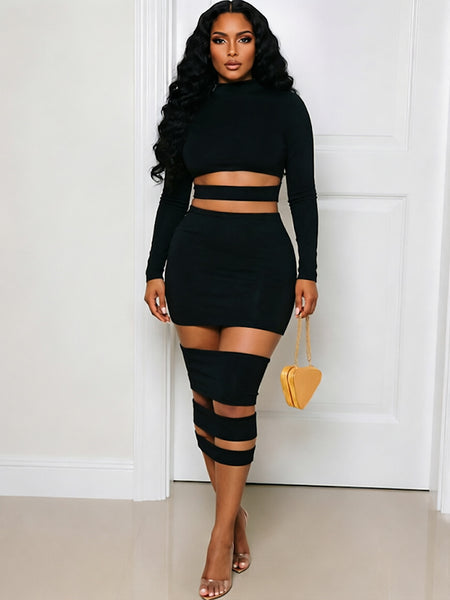 Mesh High-Neck Maxi Dress