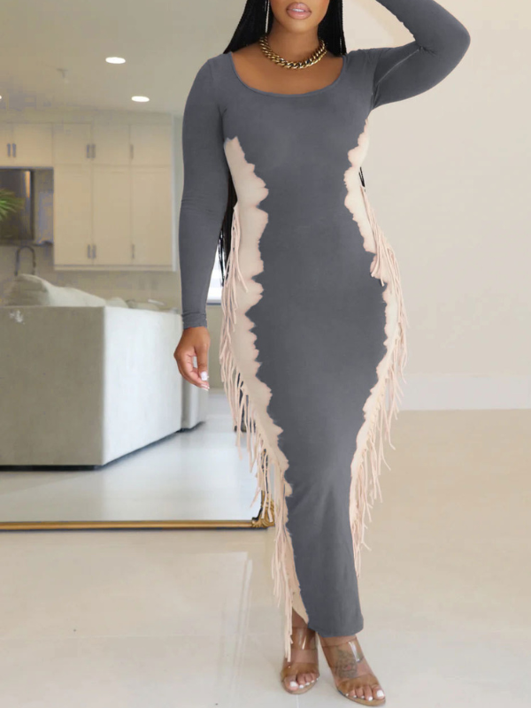 Morchique Fringe Combo Printed Dress