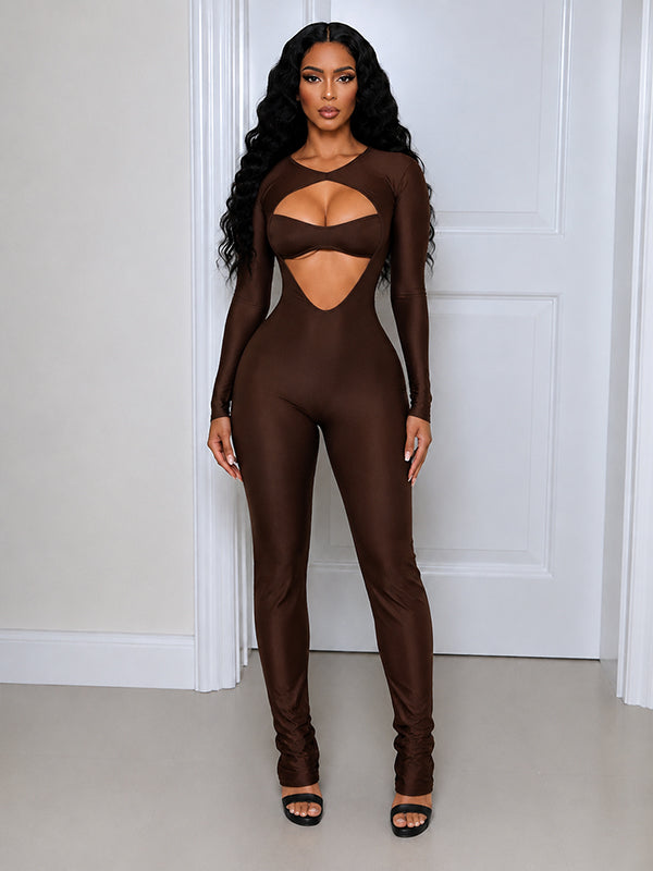 Solid Cutout Skinny Jumpsuit