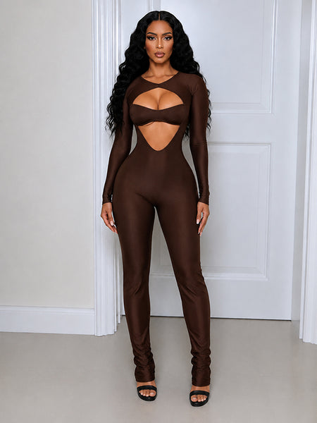 Solid Cutout Skinny Jumpsuit