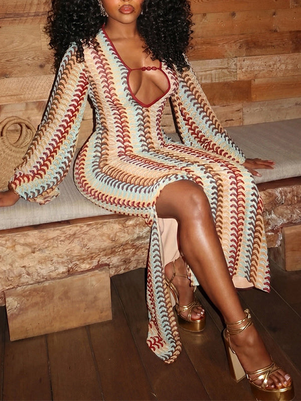 Printed Slit Maxi Dress