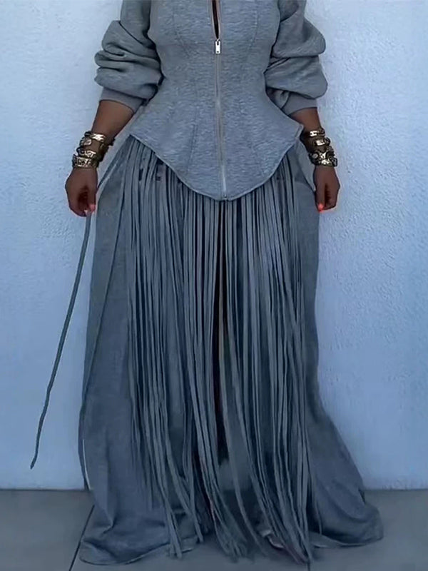 Fringe Wide-Leg Pants