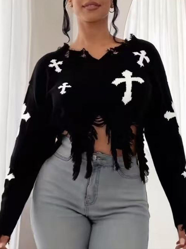 Morchique Floral Distressed Sweater