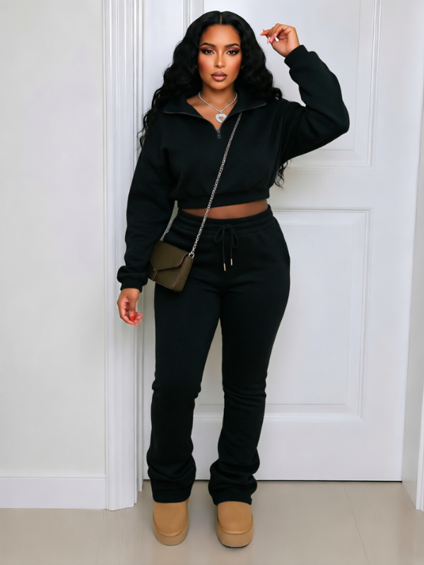 Zip-Front Sweatshirt & Pants Set