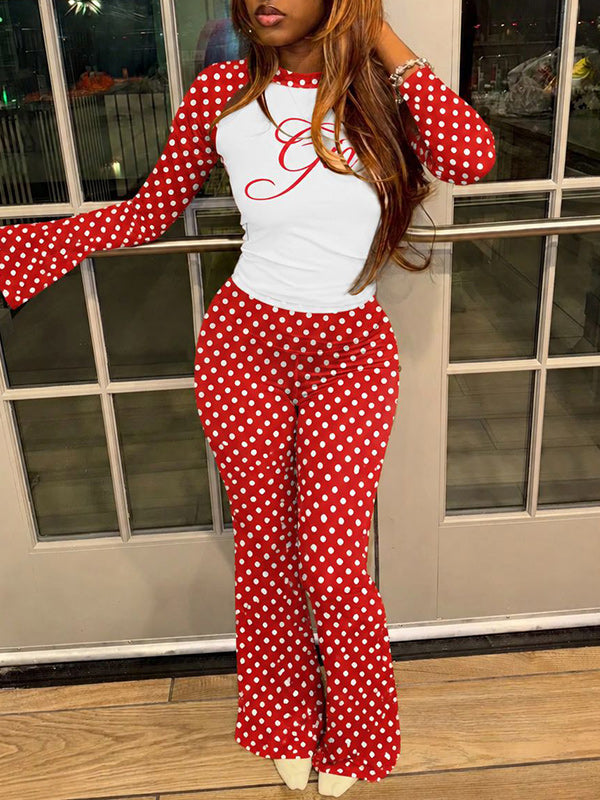 Letter Printed Top  & Pants Set