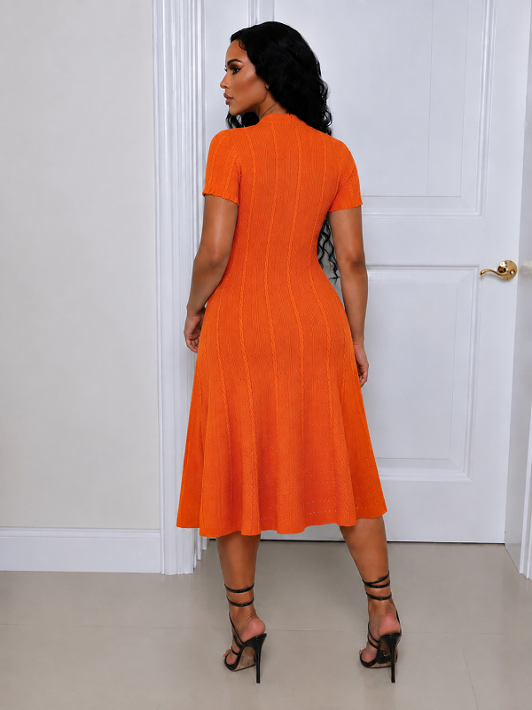 Solid Button-Front Midi Dress