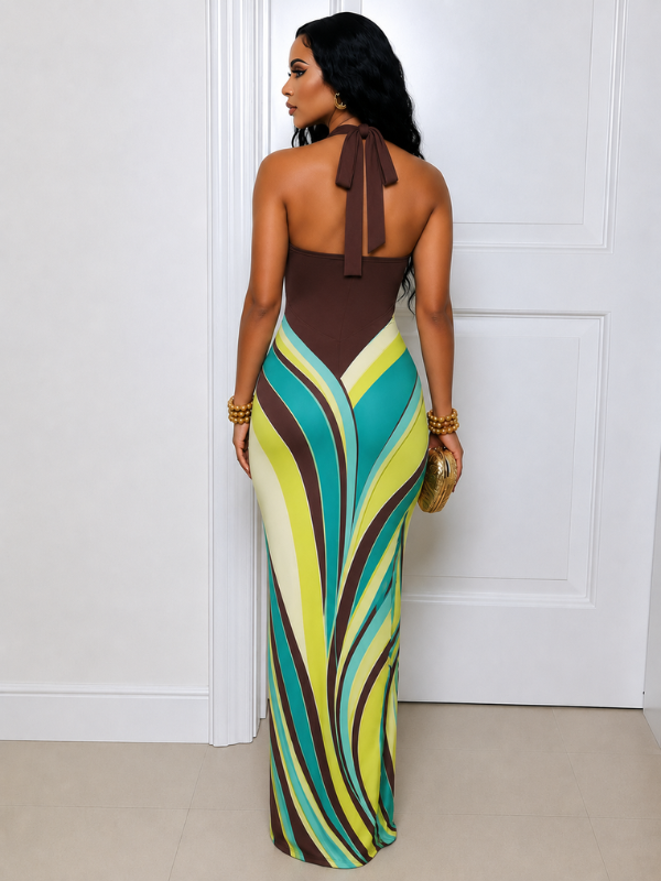 Morchique Printed Halter Maxi Dress