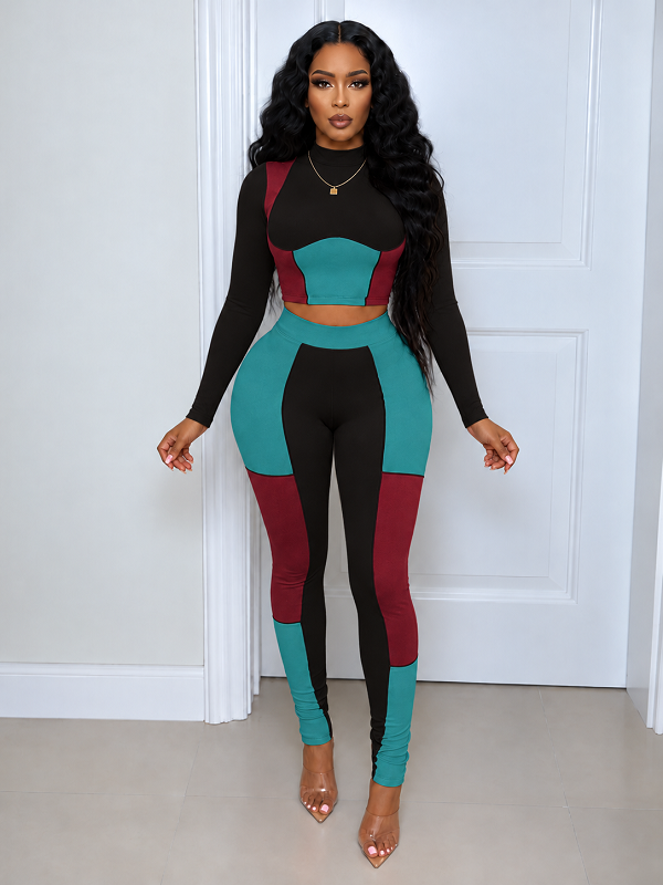 Colorblock Top & Pants Set