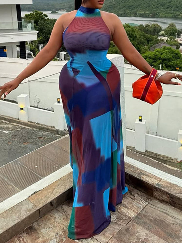 Printed Halter Maxi Dress