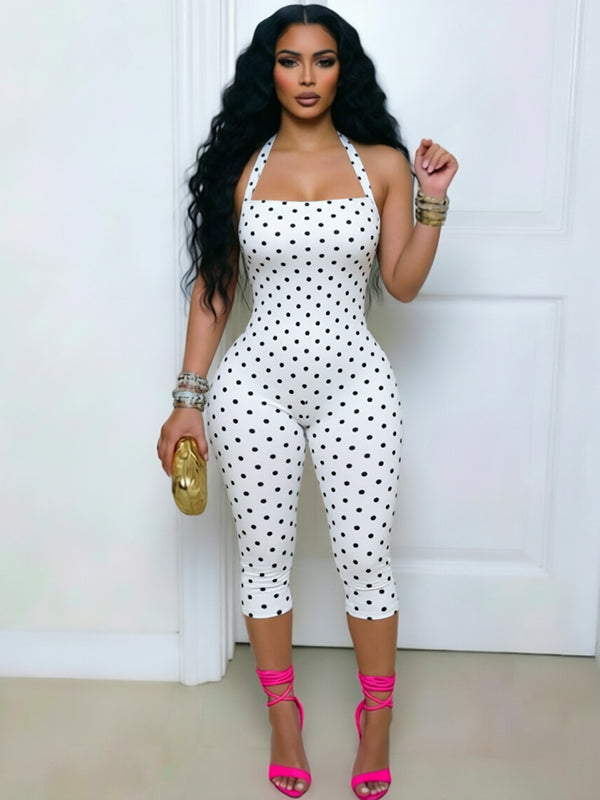 Dot Halter Capri Jumpsuit