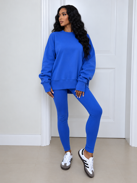 Solid Sweatshirt & Skinny Pants Set