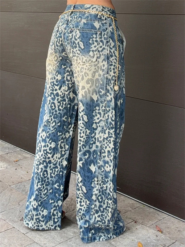 Leopard Wide-Leg Jeans
