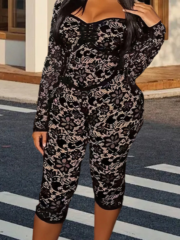 Lace Floral Print Jumpsuit