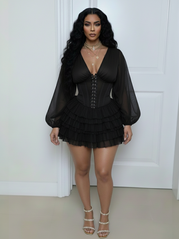 V-Neck Frilled Romper