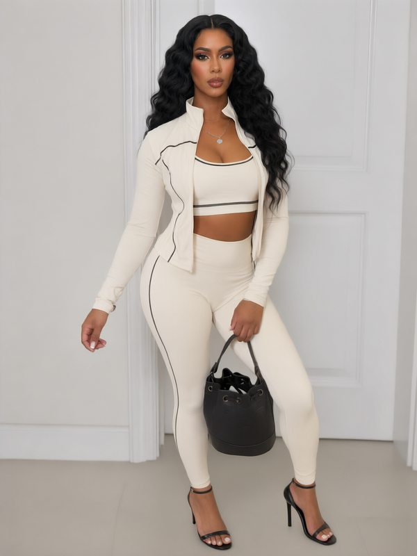 Stripe Jacket 3PC Pants Set