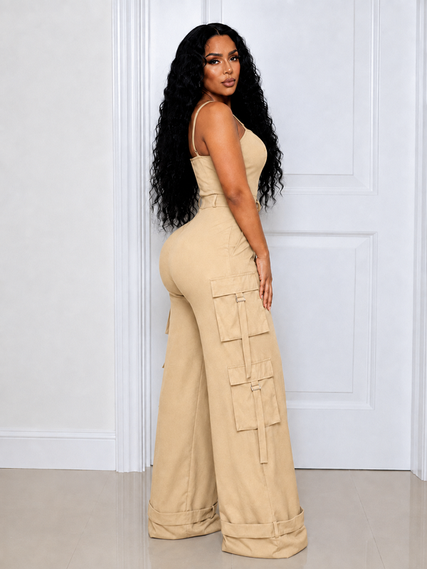 Solid Cami Cargo Jumpsuit