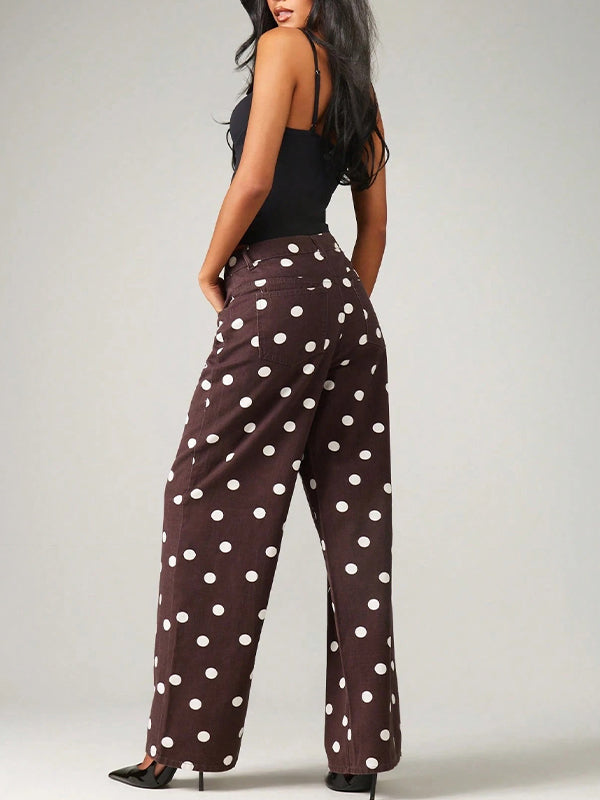 Polka Dot Wide Leg Jeans