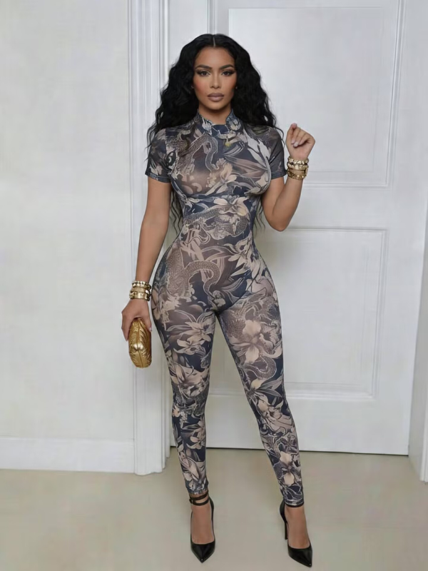 Printed Open-Back Jumpsuit
