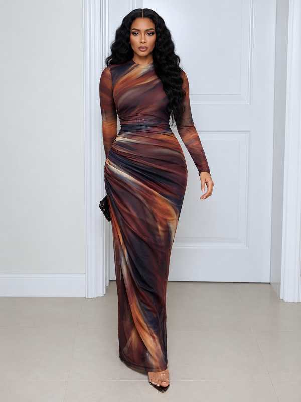 Printed Mesh Dress
