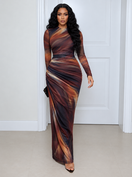 Printed Mesh Dress