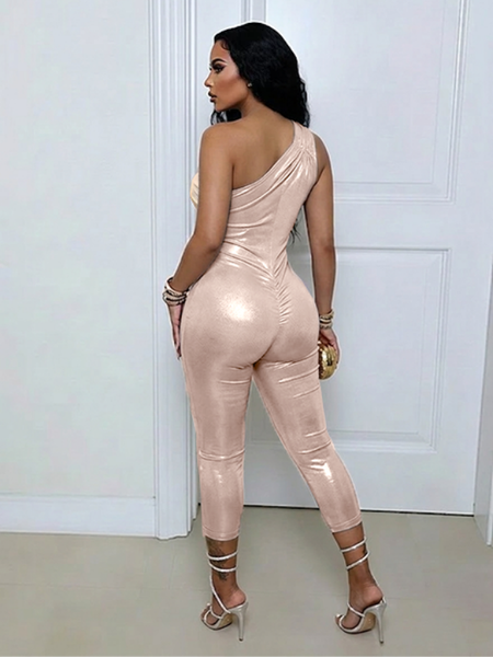 Shimmer One-Shoulder Cutout Jumpsuit