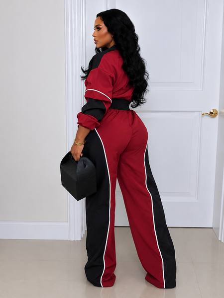 Colorblock Zip-Front Jacket & Pants Set