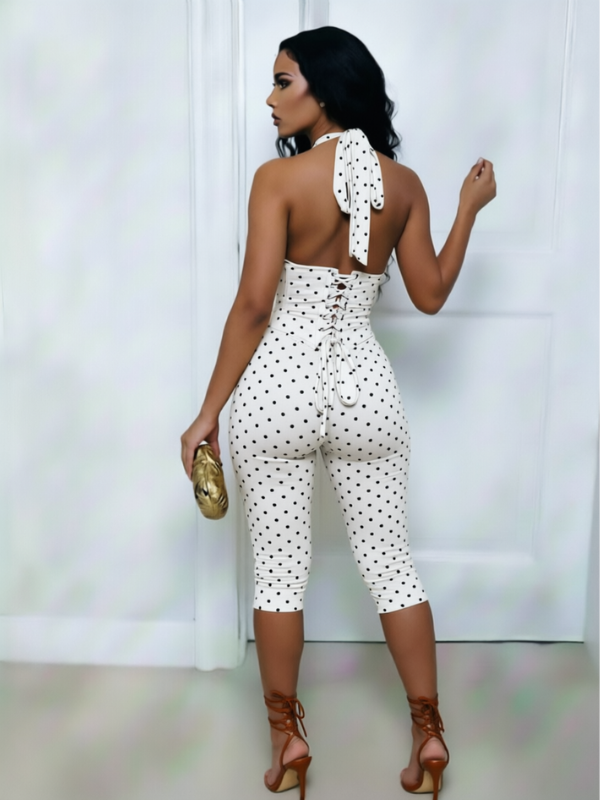 Dot Halter Capri Jumpsuit