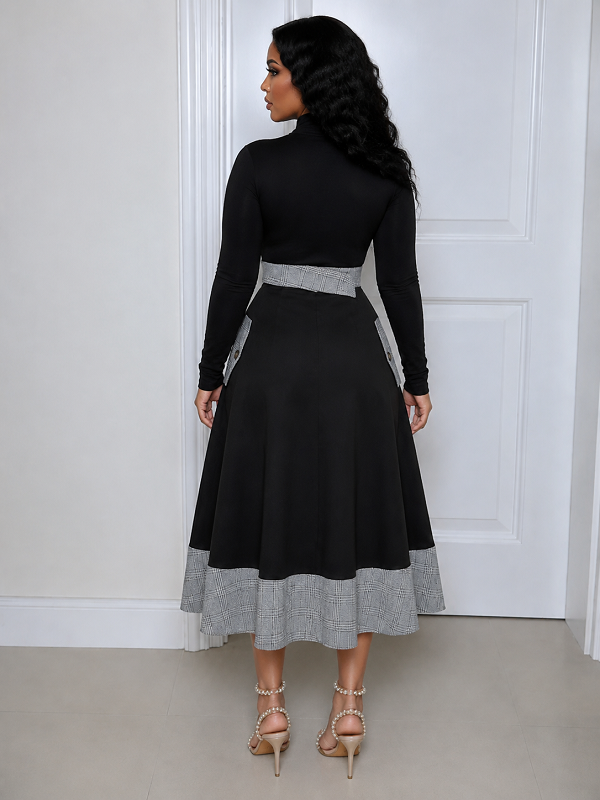 Plaid Combo Button Skirt