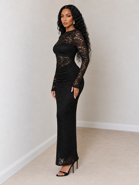 Lace Backless Maxi Dress