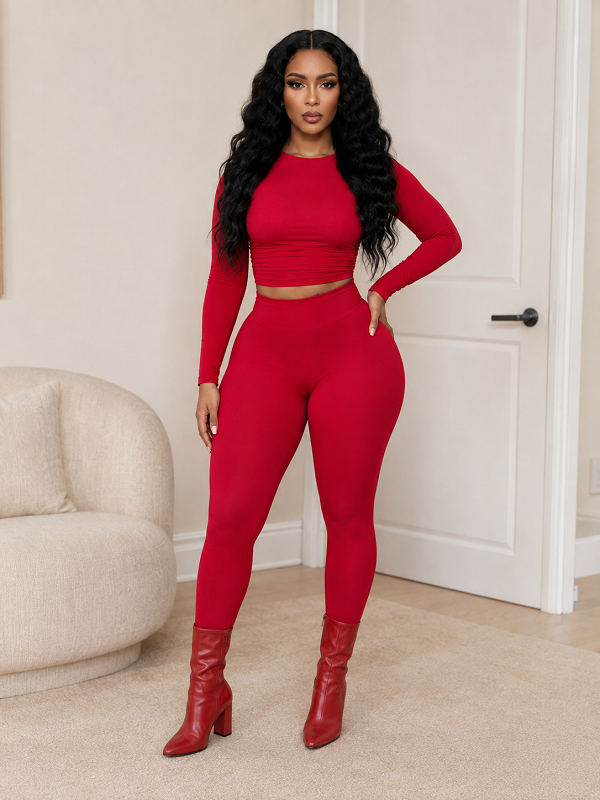 Solid Tee & Skinny Pants Set