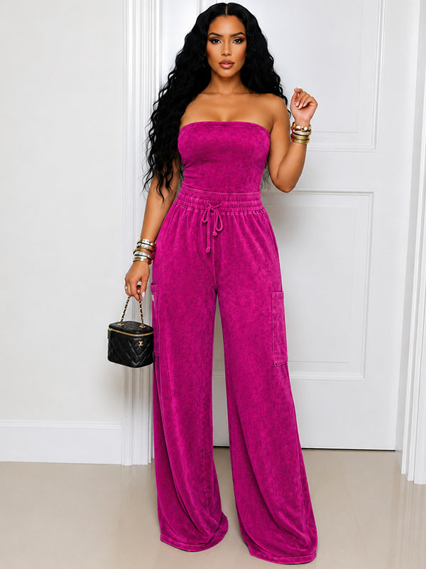 Washed Strapless Jumpsuit
