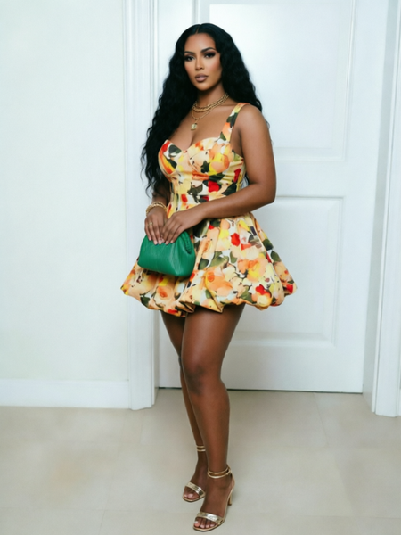 Printed Sleeveless Bubble Dress