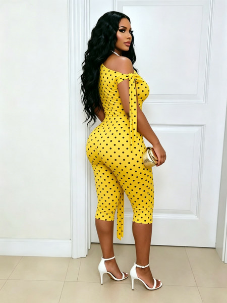 Dot Boat-Neck Top & Capri Pants Set