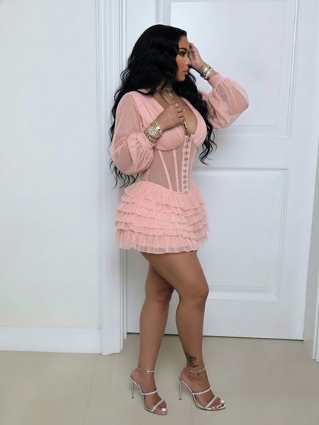 V-Neck Frilled Romper