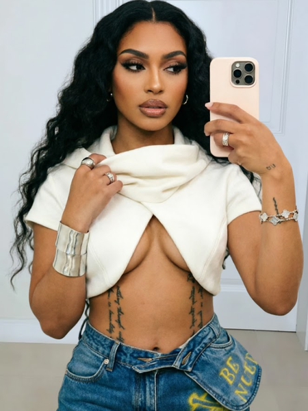 Solid Hoodie Crop Top