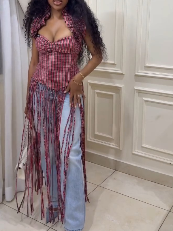 Fringe Halter Tunic Top