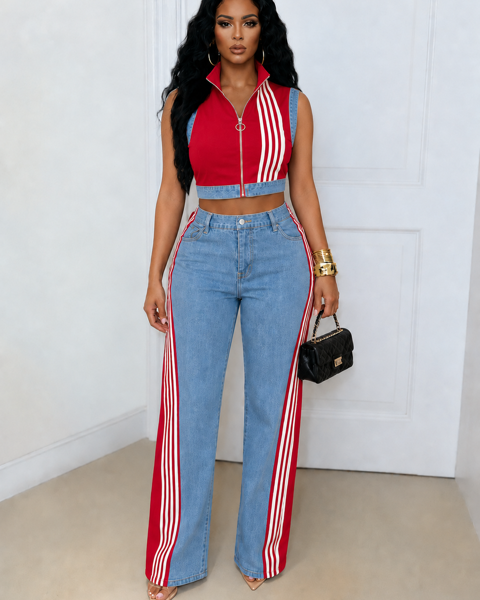 Stripe Combo Tank Top & Pants Set
