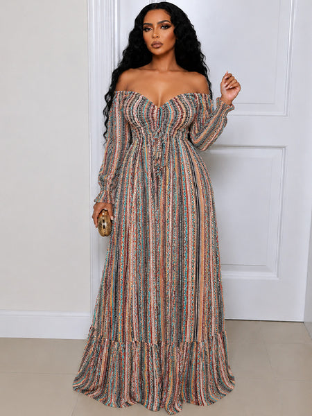 Morchique Printed Off-Shoulder Dress