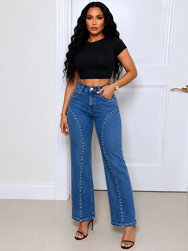 Studded Straight Jeans