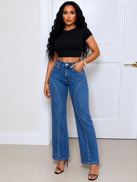 Studded Straight Jeans