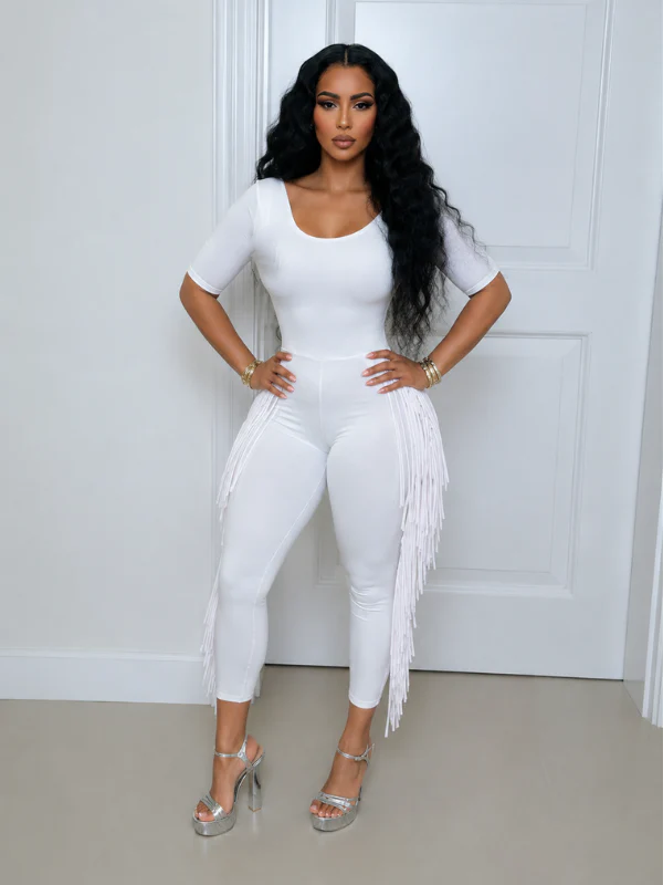 Solid Fringe Jumpsuit
