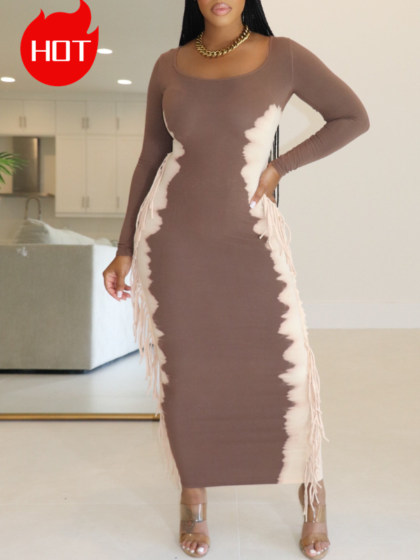 Morchique Fringe Combo Printed Dress