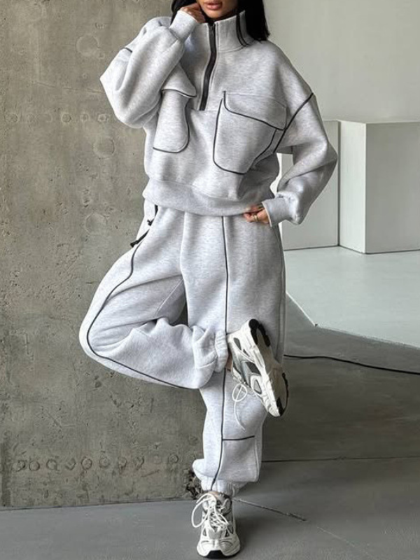 Zip-Front Sweatshirt & Pants Set