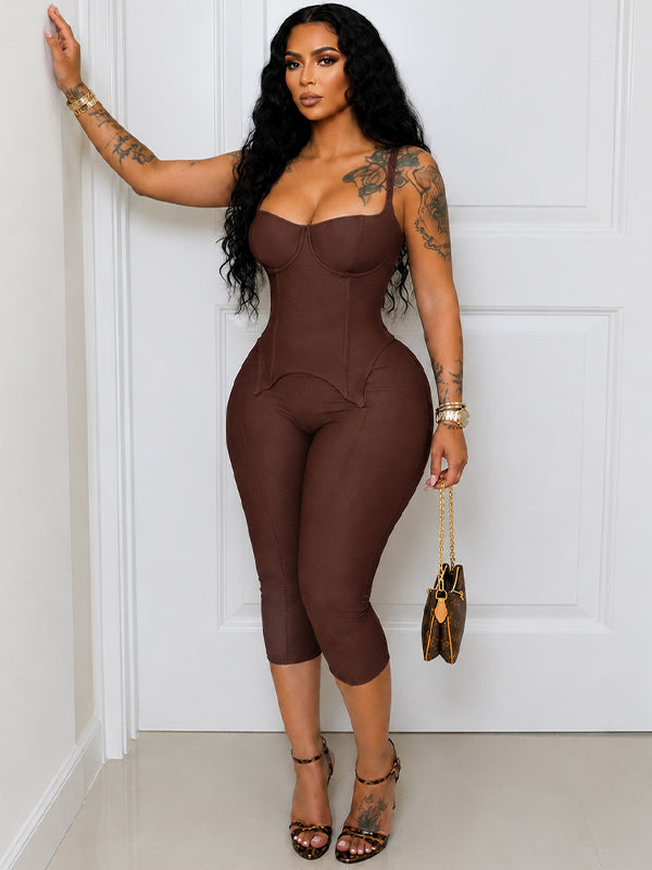 Sleeveless Corset Top & Capri Pants Set