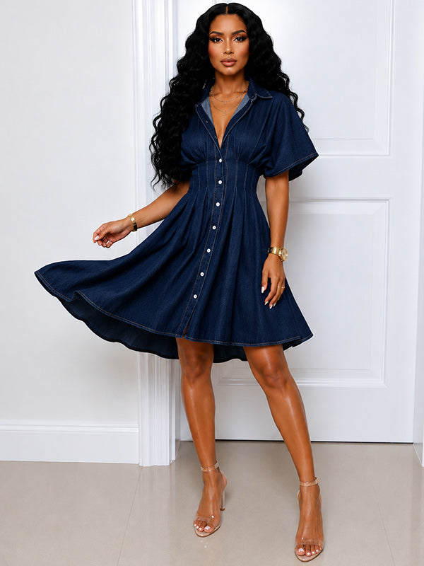 Button-Front Denim Dress