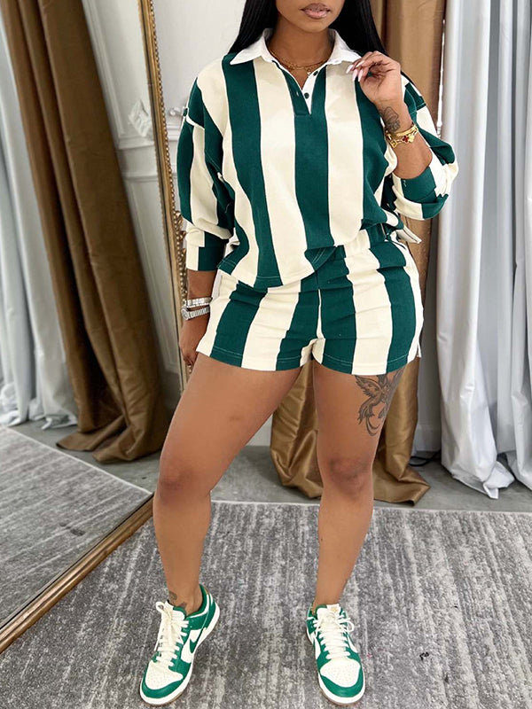 Morchique Stripe Polo Tee & Shorts Set