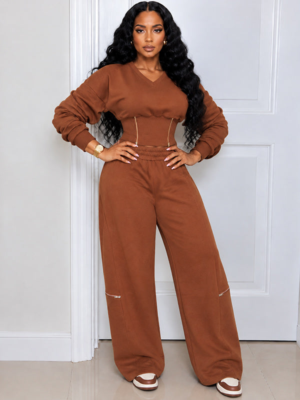 Zip Corset Sweatshirt & Pants Set
