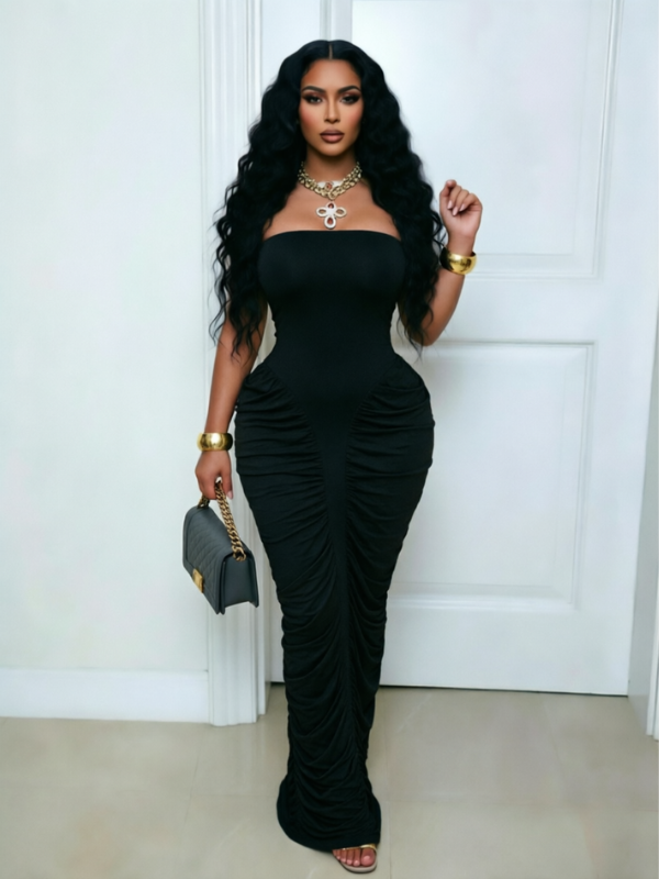 Strapless Ruched Maxi Dress