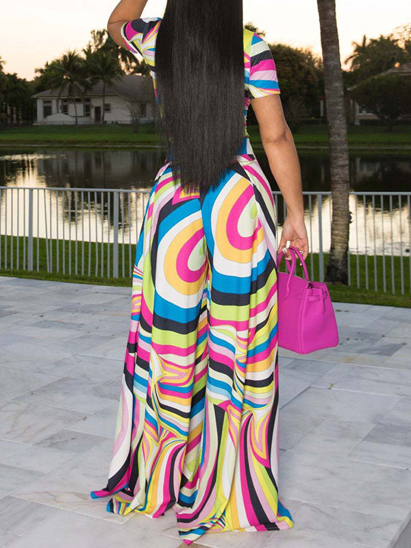 Printed Top & Wide‑Leg Pants Set