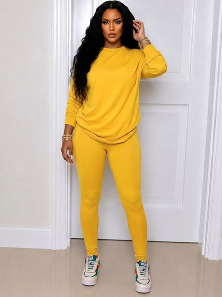 Solid Sweatshirt & Leggings Set